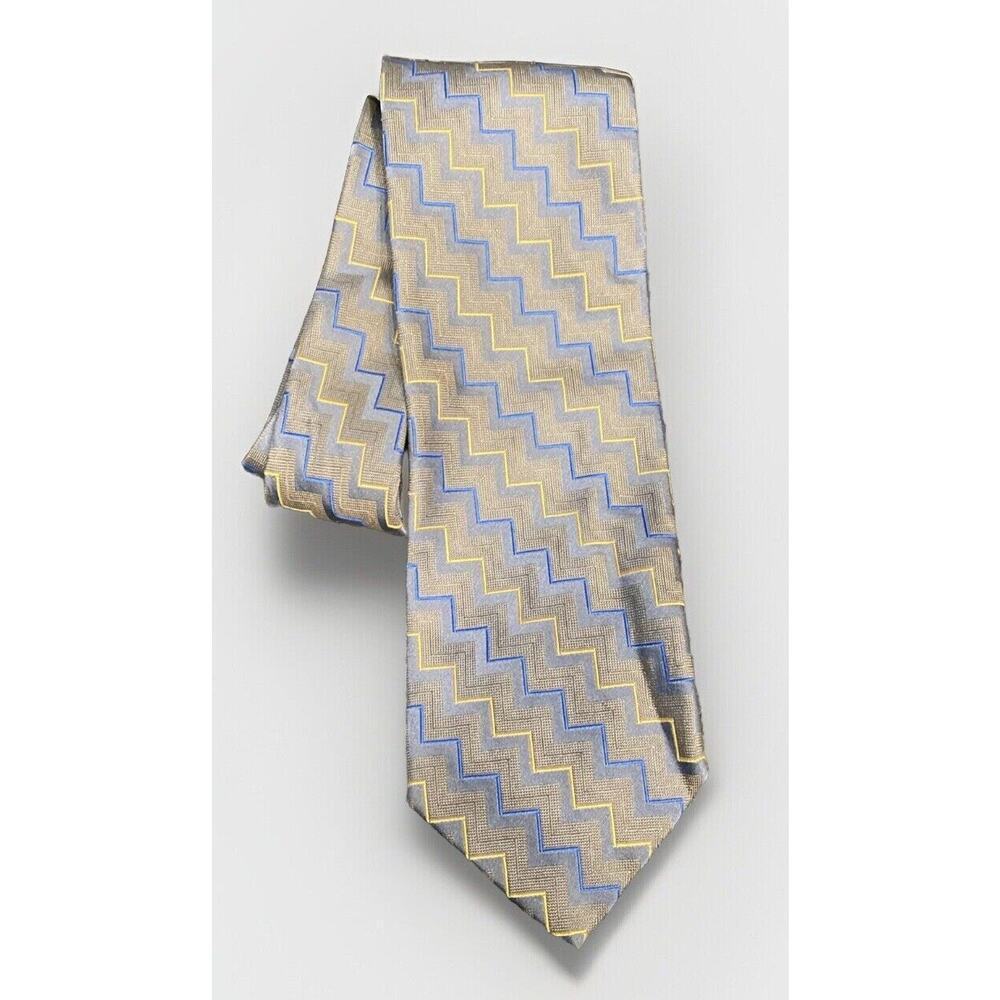 JHANE BARNES Men's Necktie 100% Silk Tie Designer Abstract Blue Navy Gray Italy